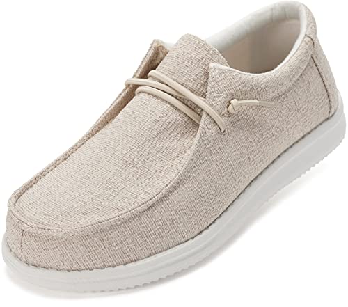 WHITIN Women's Slip on Loafers Boat Shoes Minimalist Tennis Deck Sneakers Size 11 Zero Drop Comfortable Stretch Wide Width Toe Casual Lightweight Flat Walking Moccasin Female Beige 42