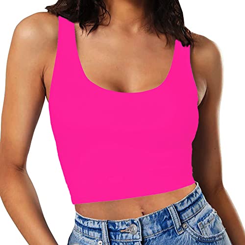 SanxiawaBa Womens Tank Tops Sleeveless Strappy Sexy Halter Workout Gym Camis Going Out Tops Hot Pink Large