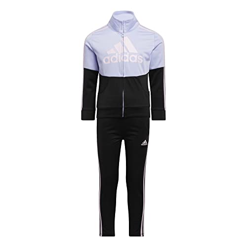adidas girls Zip Front Classic Tricot Jacket and Joggers Set (5, Violet Tone)