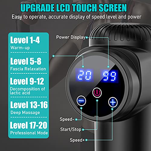 TOLOCO Massage Gun, Upgrade Percussion Muscle Massage Gun for Athletes, Handheld Deep Tissue Massager