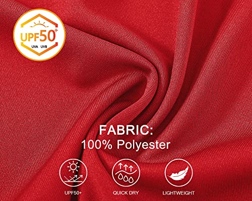 TBMPOY Men's Long Sleeve Rash Guard Shirts UPF 50+ Sun Protection Hiking Shirts Lightweight Outdoor Athletic Fishing Tops Red XL