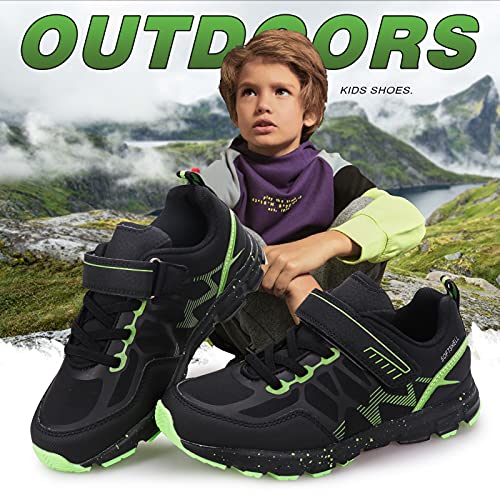 UOVO Boys Shoes Boys Sneakers Boys Tennis Running Hiking Shoes Kids Athletic Outdoor Sneakers Non-Slip Comfortable(Little/Big Boys) Black/Green