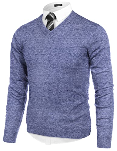 COOFANDY Men's V Neck Fashion Sweater Lightweight Knit Business Thin Fall Jumper