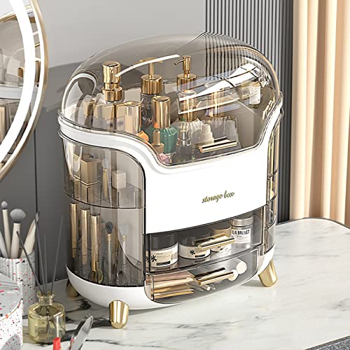 Ergocar Portable Light Luxury Series Multi-Function Make Up Case Dustproof Cosmetic Storage Box,Cosmetics Skin Care Products Jewelry Organizer Case Lipstick Box - White