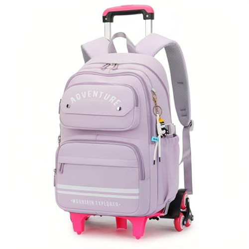 ETAISHOW Rolling Backpack for Girls Kids Backpack with Wheels Roller Bookbag Trolley School Bag Wheeled Bag