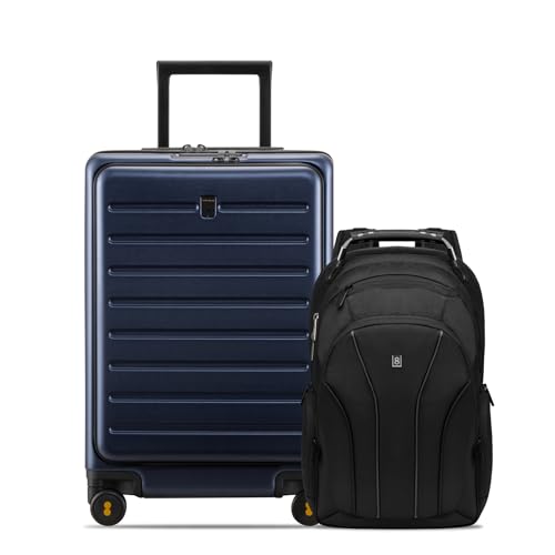 LEVEL8 Road Runner Carry On Luggage 20" Inch with Laptop Backpack-Blue
