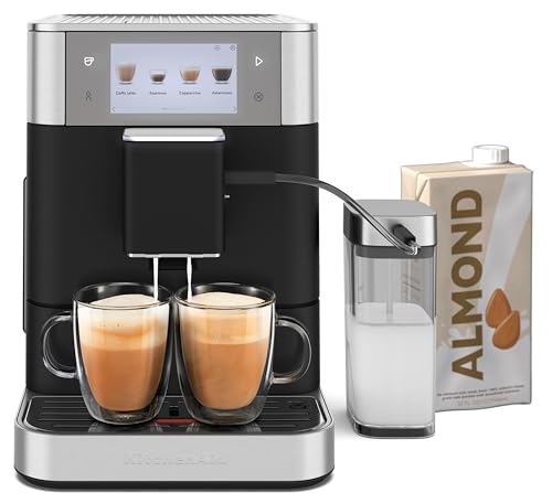 KitchenAid Fully Automatic Espresso Machine KF8 with Milk Attachment & Plant Based Milk Options, KES8558BK, Cast Iron Black