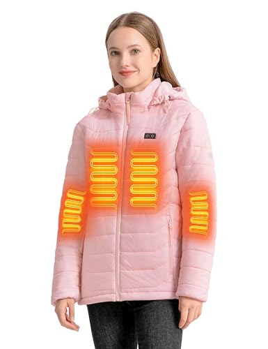 A person comfortably wearing the heated jacket outdoors during winter, with snow in the background.