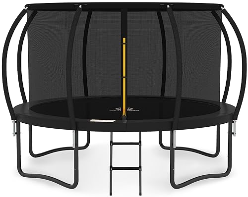 JUMPZYLLA Trampoline 8FT 10FT 12FT 14FT 15FT 16FT Trampoline Outdoor with Enclosure - Recreational Trampolines with Ladder and Galvanized Anti-Rust Coating, ASTM Approval- Outdoor Trampoline for Kids
