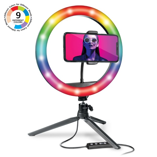 Bower 10 RGB Mobile Selfie Ring Light Studio Kit With Special Effects