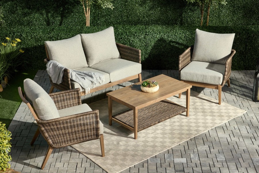 Brookside 4PC Outdoor Patio Deep Seat Conversation Set