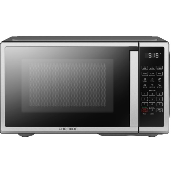 Chefman 0 9 Cu Ft Countertop Microwave Oven 900 Watts Stainless Steel New