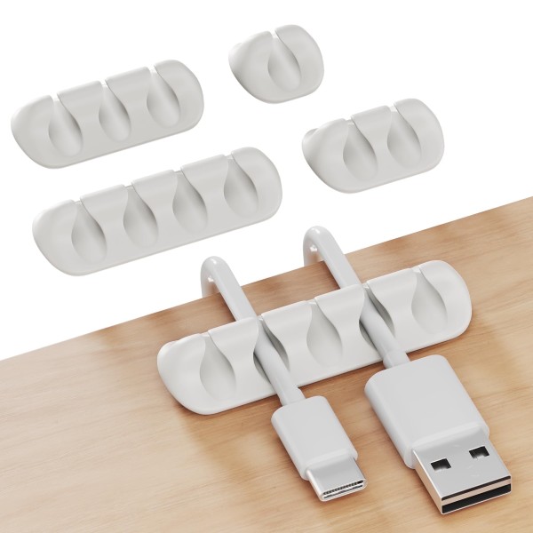 GLUIT Adhesive Desktop Cable Organizer Versatile Cord Holders Wire Clips Cable Holder Cord Organizer Desk Table Accessories Office Spaces New White 5