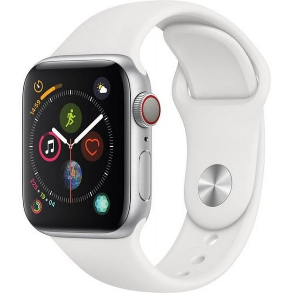 Pre Owned Apple Watch Series 4 40mm GPS Cellular Silver Aluminum Case White Sport Band Used