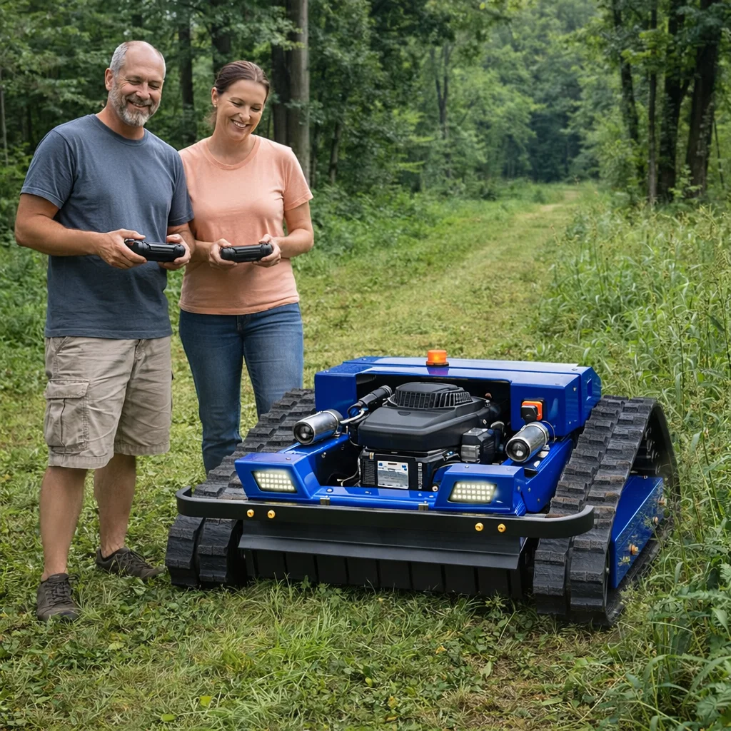 Customized Small Crawler Commercial Lawn Mower - 4-Stroke Simple Design Automatic Remote Control Industrial Grass Cutter