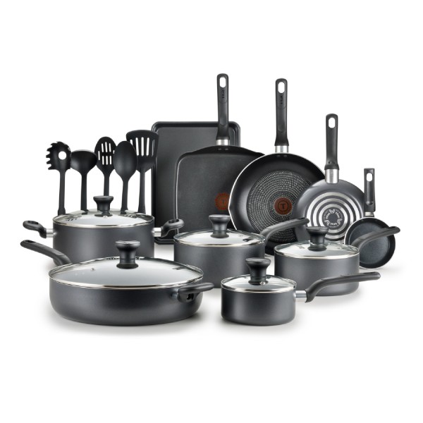 T Fal Easy Care 20 Piece Non Stick Pots And Pans Cookware Set Grey