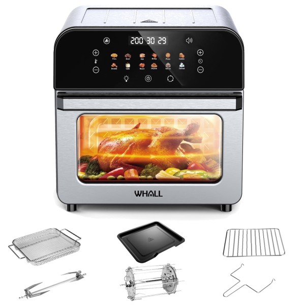 Whall Air Fryer Oven 12QT Touchscreen Air Fryer With 12 Pre Set Menus Up To 95 Less Oil And Clearlook Window New