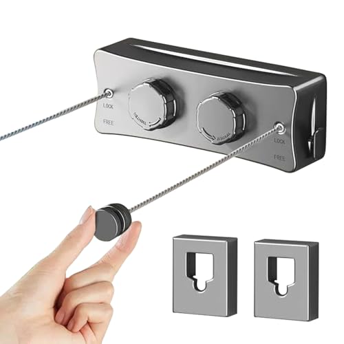 Retractable Clothesline Outdoor, Wall Mounted Drying Rack Clothesline Indoor, 16.7 Ft Stainless Steel Wire Double Clothes Lines, Hanging Clothes line for Balcony, Bathroom, Courtyards, Laundry Rooms