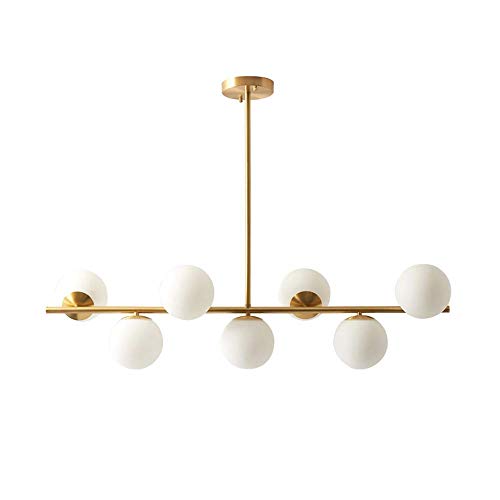 KCO Lighting Modern Gold Chandelier with White Globe Sputnik Chandelier Pendant Light Frosted Globe Glass Adjustable Hanging Ceiling Light for Dining Room Living Room Kitchen (Gold)