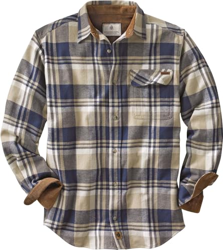 Legendary Whitetails Men's Long Sleeve Plaid Flannel Shirt with Corduroy Cuffs, Medium