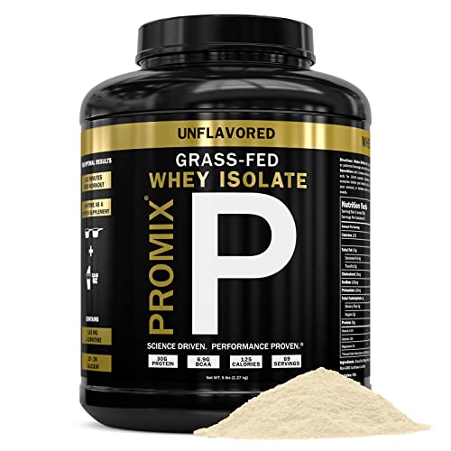 Promix Whey Protein Isolate Powder, Unflavored - 5lb Bulk - Grass-Fed & 100% All Natural - Post Workout Fitness & Nutrition Shakes, Smoothies, Baking & Cooking Recipes - Gluten-Free & Keto-Friendly
