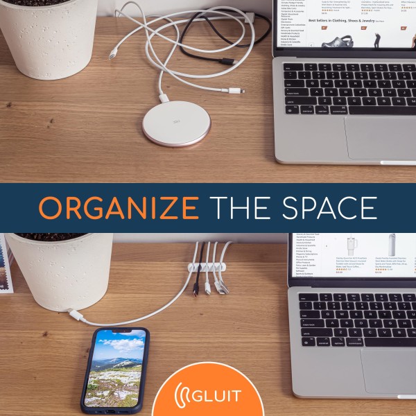 GLUIT Adhesive Desktop Cable Organizer Versatile Cord Holders Wire Clips Cable Holder Cord Organizer Desk Table Accessories Office Spaces New White 5