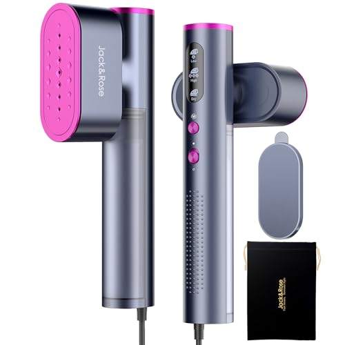 Jack & Rose Travel Steamer for Clothes,100-220V Portable Steamer,15s Heat Up,Steamer & Iron 2 In 1, Travel Size Garment Steamer,Large Ceramic Heat Panel,for Global & Europe Traveling