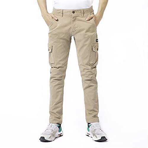DGWZ Mens Cargo Pants with Six Pocket Stretch Twill Cotton Cargo Work Pants for Men Khaki