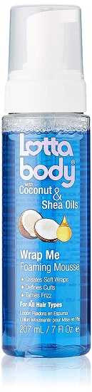 Coconut Oil and Shea Wrap Me Foaming Mousse by Lotta Body, Creates Soft Wraps, Defines Curls, Anti Frizz, 7 Fl Oz
