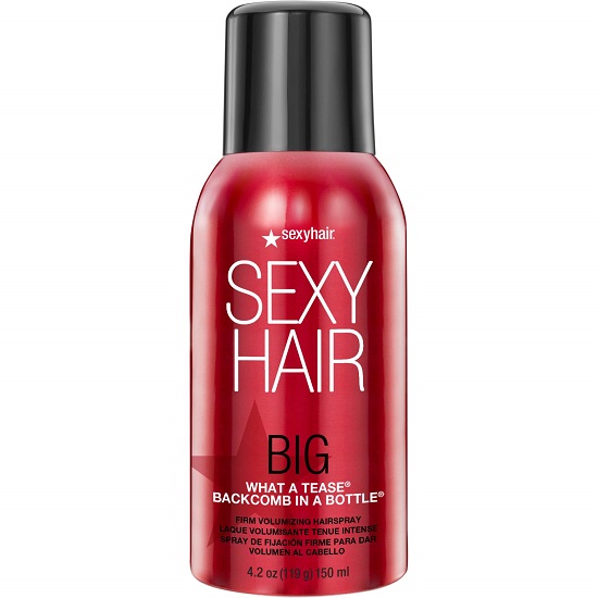 SexyHair Big What A Tease Backcomb in a Bottle Firm Volumizing Hairspray, 4.2 Oz | Up to 72 Hour Humidity Resistance | All Hair Types