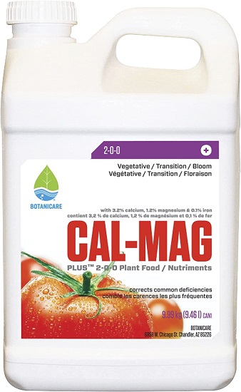 Botanicare HGC732120 Cal-Mag Plus, A Calcium, Magnesium, And Iron Plant Supplement, Corrects Common Plant Deficiencies, Add To Water Or Use As A Spray, 2-0-0 NPK, 2.5 Gallon