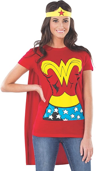 Rubie's womens Dc Comics Wonder Woman T-shirt With Cape and Headband Adult Sized Costumes, Red, X-Large US