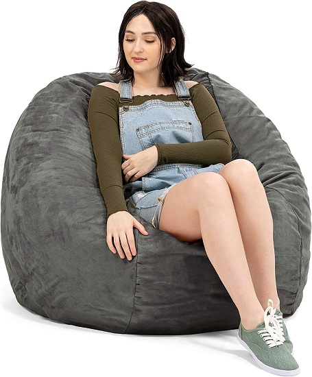Jaxx Saxx 4 Ft Plush Round Bean Bag, 4-Foot, Microsuede Charcoal