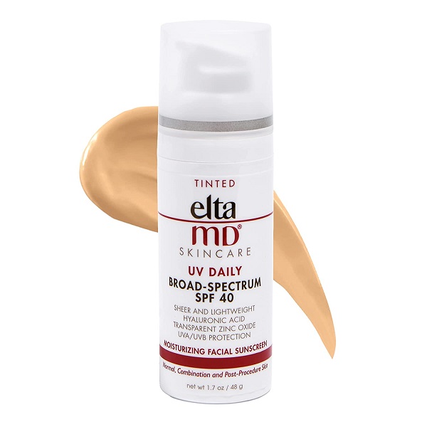 EltaMD UV Daily SPF 40 Tinted Sunscreen Moisturizer Face Lotion, Tinted Sunscreen with Hyaluronic Acid, Broad Spectrum Hydrating Sunscreen, Non Greasy, Sheer, Mineral-Based, 1.7 oz Pump
