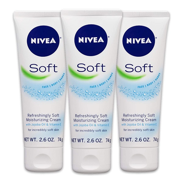 NIVEA Soft, Refreshingly Soft Moisturizing Cream, Body Cream, Face Cream, and Hand Cream, 3 Pack of 2.6 Oz Tubes