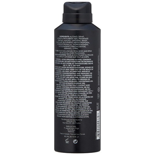 Kenneth Cole Black Body Spray bottle, 6.0 Fl Oz, close-up view.