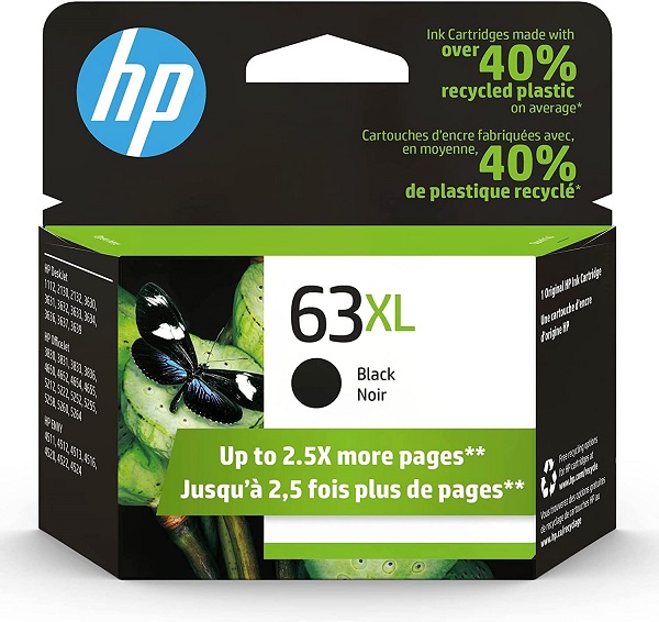 Original HP 63XL Black High-yield Ink Cartridge | Works with HP DeskJet 1112, 2130, 3630 Series; HP ENVY 4510, 4520 Series; HP OfficeJet 3830, 4650, 5200 Series | Eligible for Instant Ink | F6U64AN