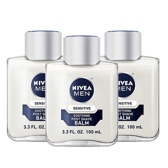 NIVEA MEN Sensitive Post Shave Balm with Vitamin E, Chamomile and Witch Hazel Extracts, 3 Pack of 3.3 Fl Oz Bottles