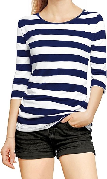 Allegra K Women's Halloween T-Shirt: Festive print on a comfy elbow-sleeve tee.