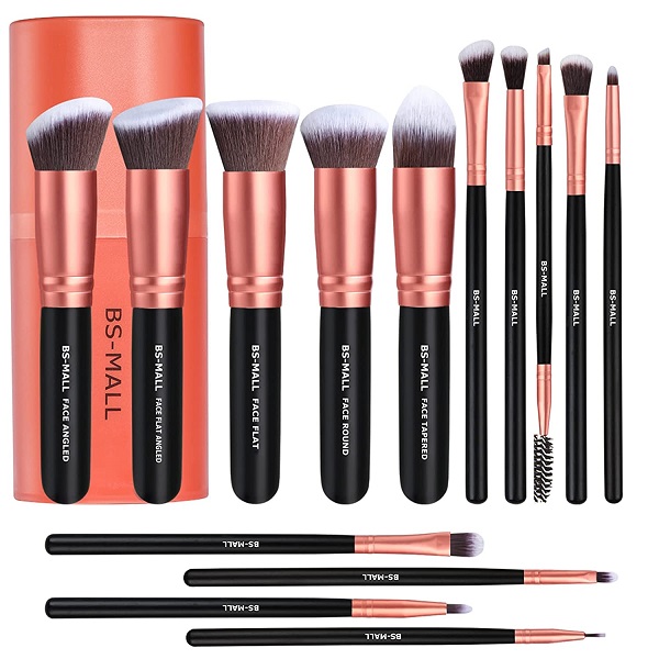 Makeup Brushes BS-MALL Premium Synthetic Foundation Powder Concealers Eye Shadows Makeup 14 Pcs Brush Set (A-Rose Golden)