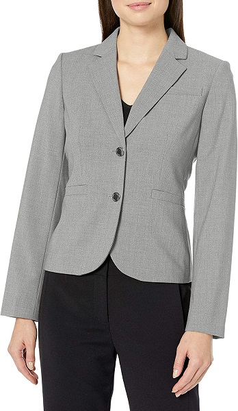 Calvin Klein Women's Two Button Lux Blazer (Petite, Standard, & Plus), Tin, 6