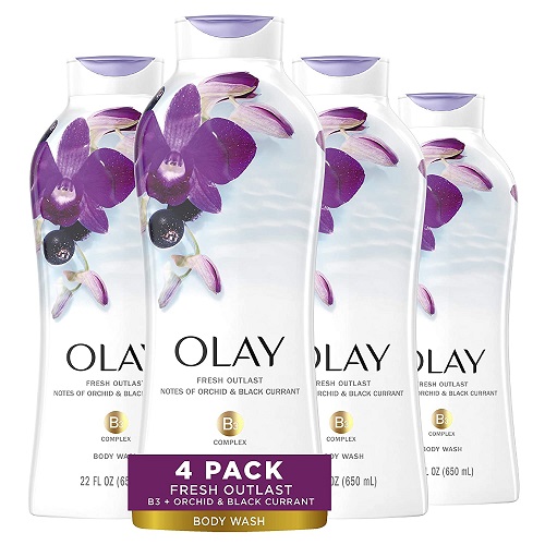 Olay Fresh Outlast Soothing Orchid & Black Currant Body Wash 22 oz, (4 Count)