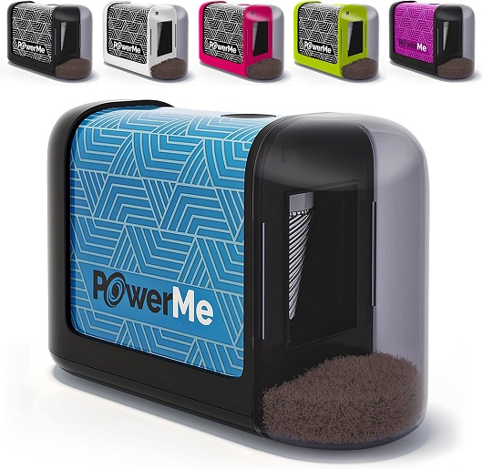 Compact and portable battery-operated electric pencil sharpener.