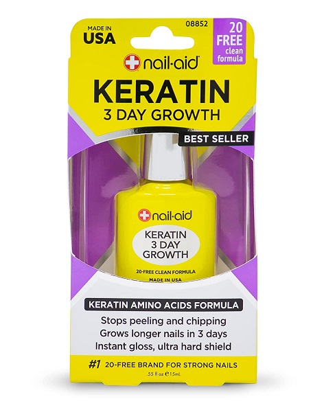 Nail-Aid Keratin 3 Day Growth Nail Treatment & Strengthener, Clear, 0.55 Fl Oz