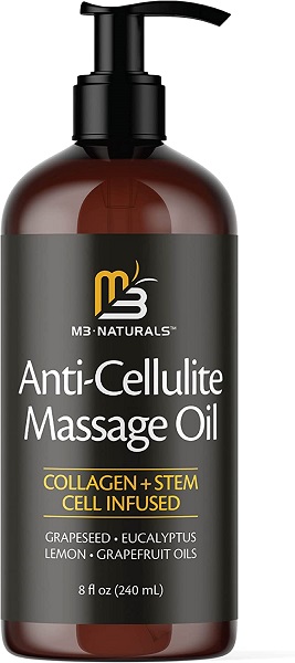 Anti Cellulite Oil Bottle Front View – M3 Naturals 8oz