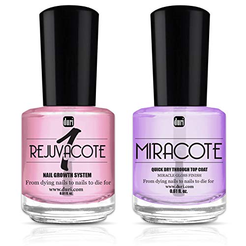 duri Rejuvacote 1 Original Maximum Strength Nail Growth System Base, Top Coat and Miracote Quick Dry Top Coat Combo
