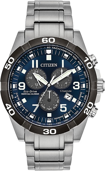 Citizen Eco-Drive Brycen Chronograph Men's Watch, Super Titanium, Weekender, Two-Tone (Model: BL5558-58L)