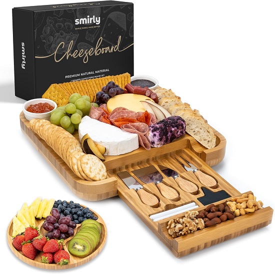 Bamboo Charcuterie Board Set, Perfect for Cheese, Crackers, and Fruit