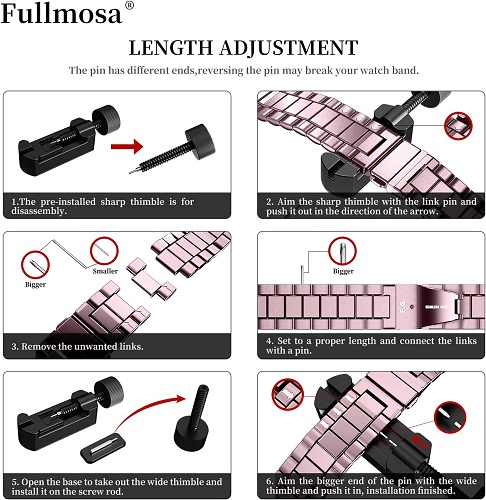 Fullmosa Compatible Apple Watch Band 42mm 44mm 45mm 38mm 40mm 41mm, Stainless Steel iWatch Band with Case for Apple Watch Series 7/6/5/4/3/2/1/SE, 42mm 44mm 45mm Rose Pink