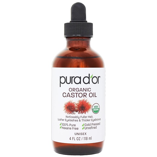 PURA D'OR Organic Castor Oil for Eyelash and Eyebrow Growth